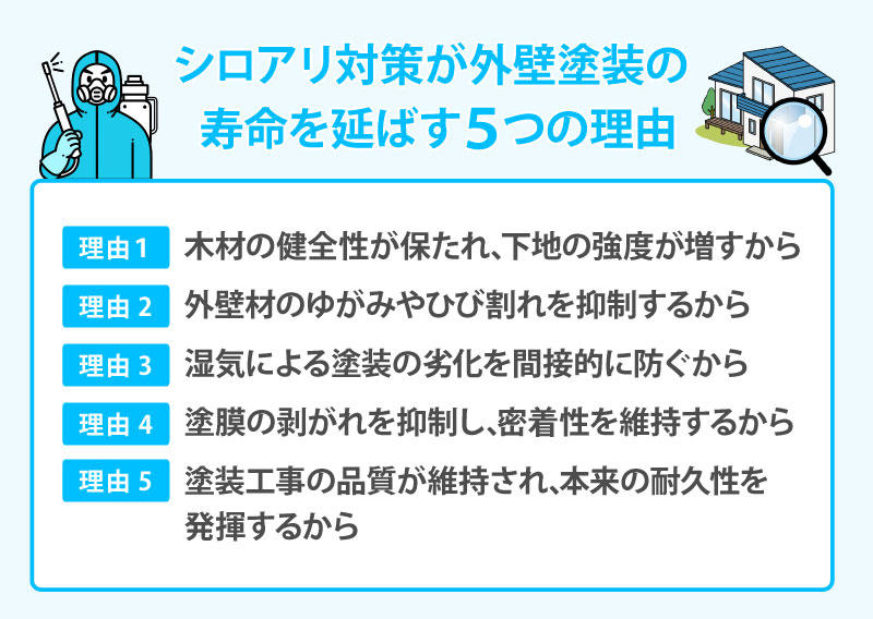 シロアリ対策が外壁塗装の寿命を延ばす5つの理由