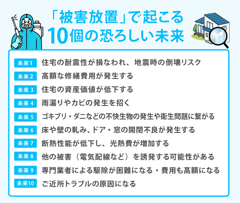 シロアリ被害を「放置」した場合に起こる10個の恐ろしい未来