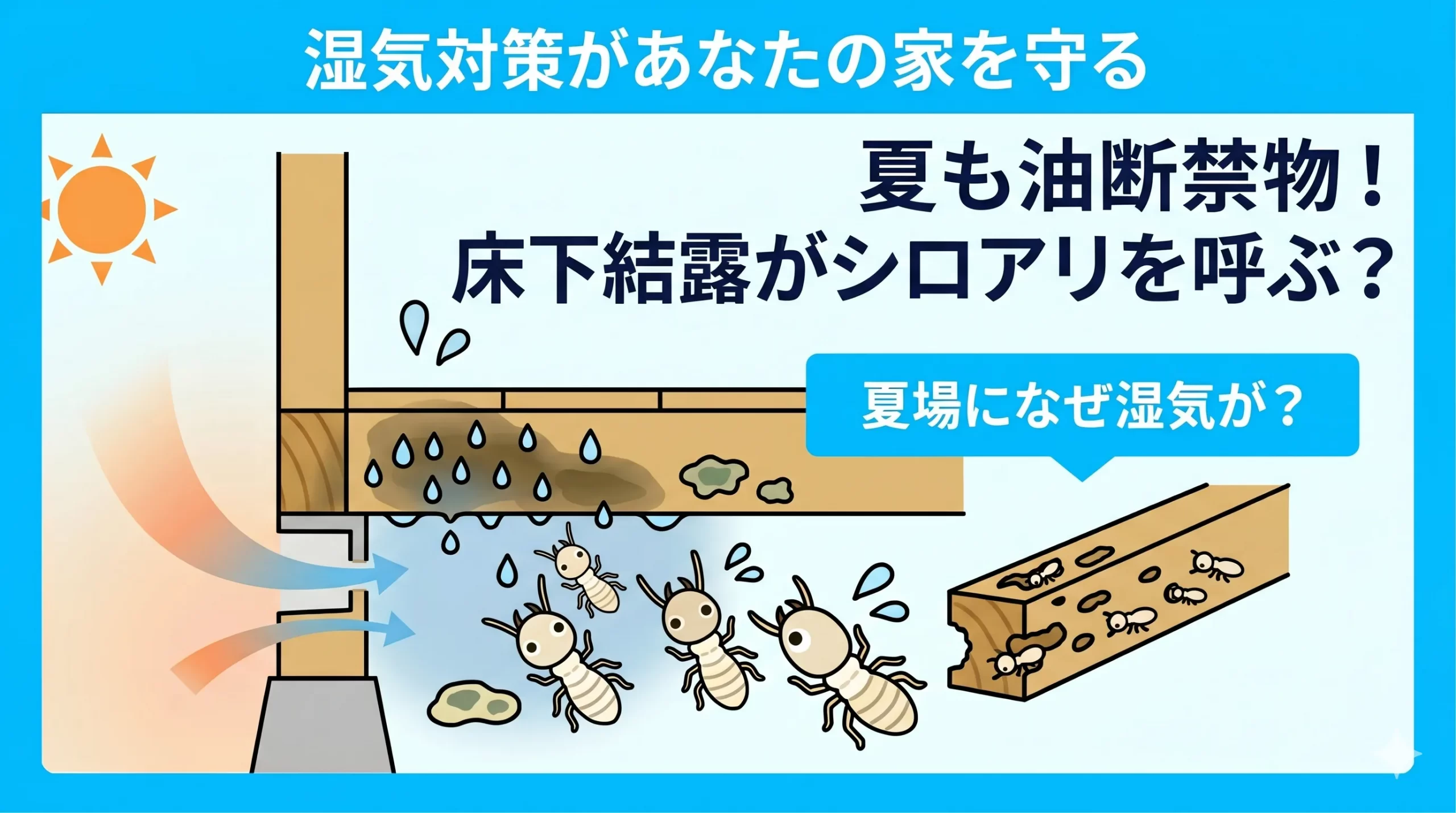 【図解】夏の床下結露がシロアリを呼ぶ？家屋を守る仕組みと腐朽を防ぐ3つの習慣