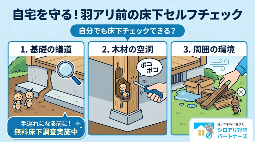 羽アリが飛ぶ前に！ご自宅を守るための『床下セルフチェック』3つの重要ポイント